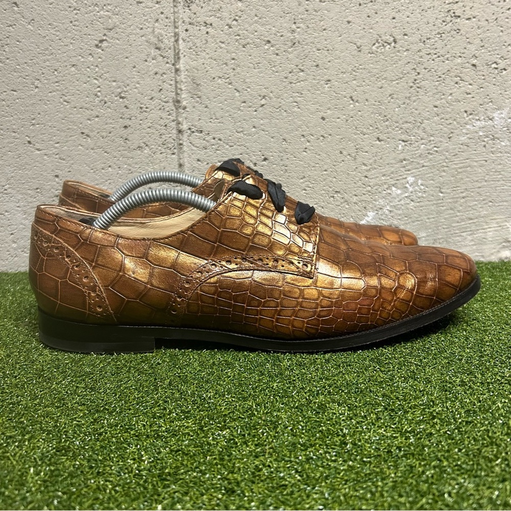 Cole Haan Breslyn Croc D40837 Ribbon Derby Oxford Shoes Women’s 8.5